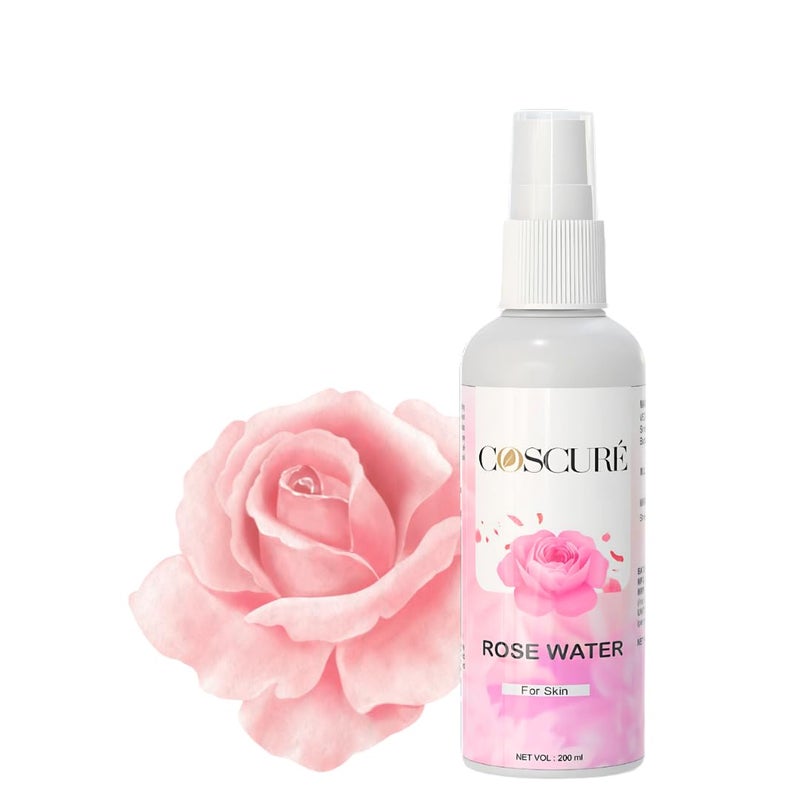 COSCURE Pure Natural Rose Water 200ml AlcoholFree PreservativeFree CrueltyFree - Image 1
