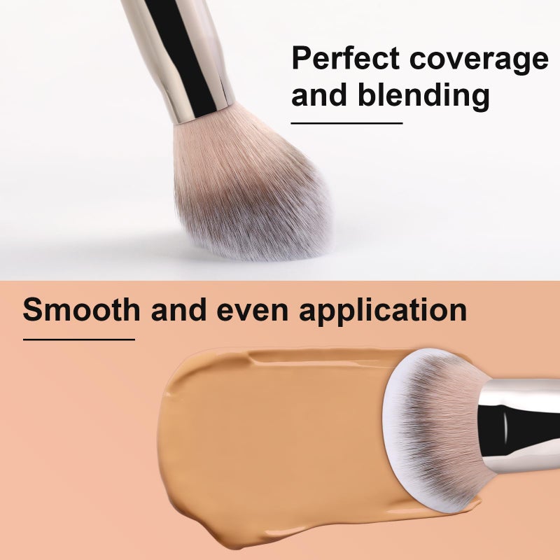 TEOYALL Domed Foundation Brush, Soft Dense Synthetic Bristles Blending Brush for Liquid Cream Foundation Bronzer Contour - Image 4