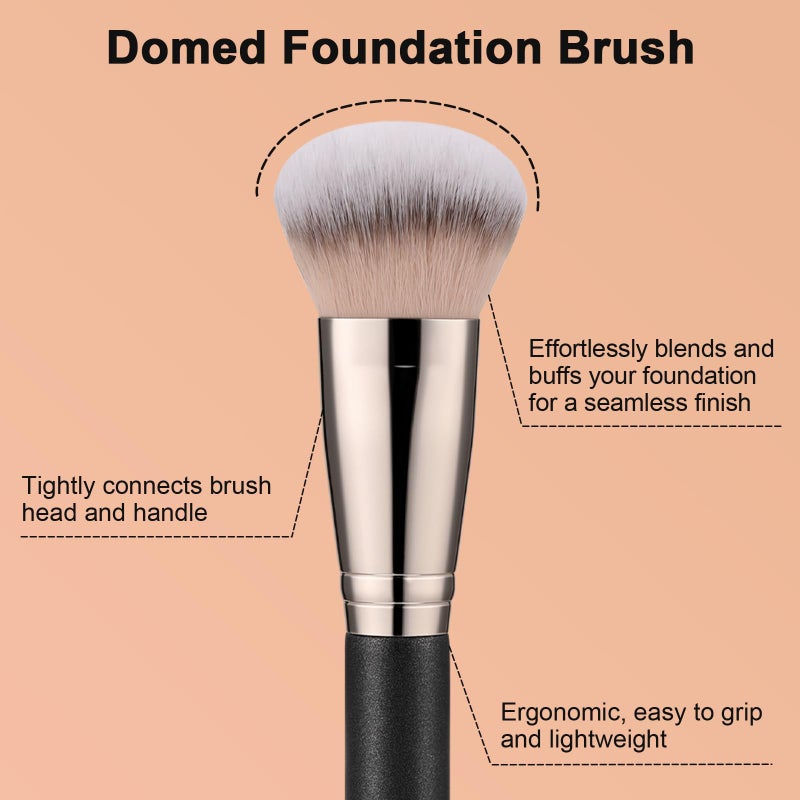 TEOYALL Domed Foundation Brush, Soft Dense Synthetic Bristles Blending Brush for Liquid Cream Foundation Bronzer Contour - Image 3