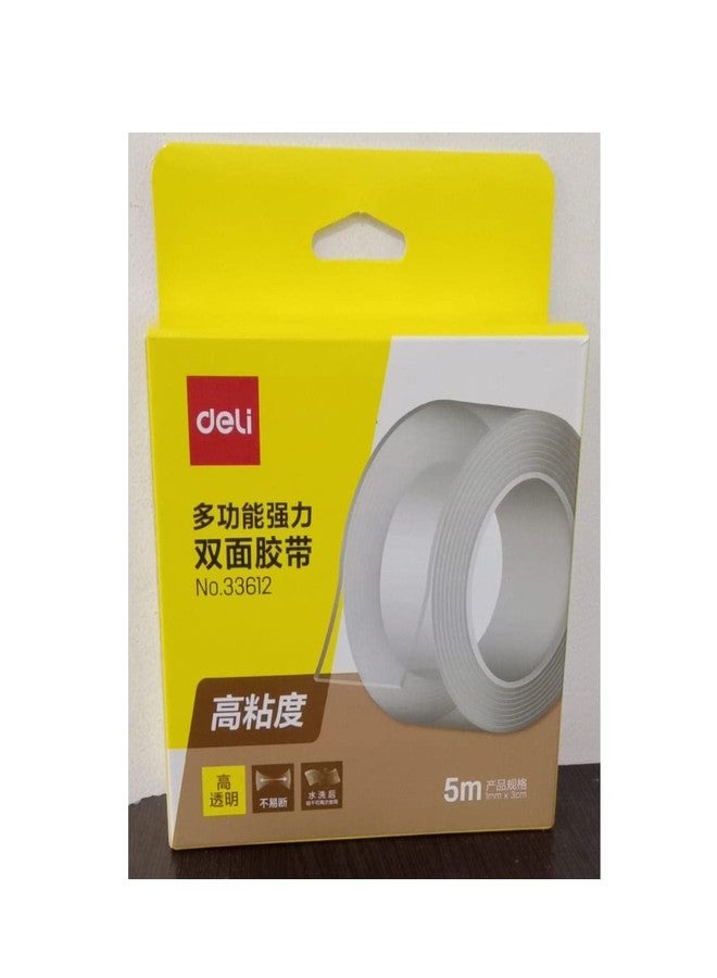 Deli Double-sided Transparent Tape Double Tape Bening 3cm*5m Multi-Functional 2-Side Tape 33612 - Image 1