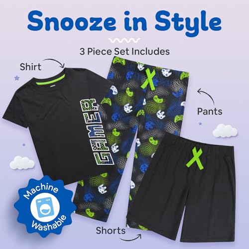 US Angels Boys Pajamas 3 Piece Set, big boys pj set, pajama pants for boys, pijama shorts, Size 8, Size 10-12, Size 14-16 - Image 3