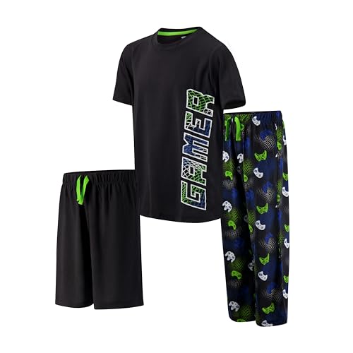 US Angels Boys Pajamas 3 Piece Set, big boys pj set, pajama pants for boys, pijama shorts, Size 8, Size 10-12, Size 14-16 - Image 1