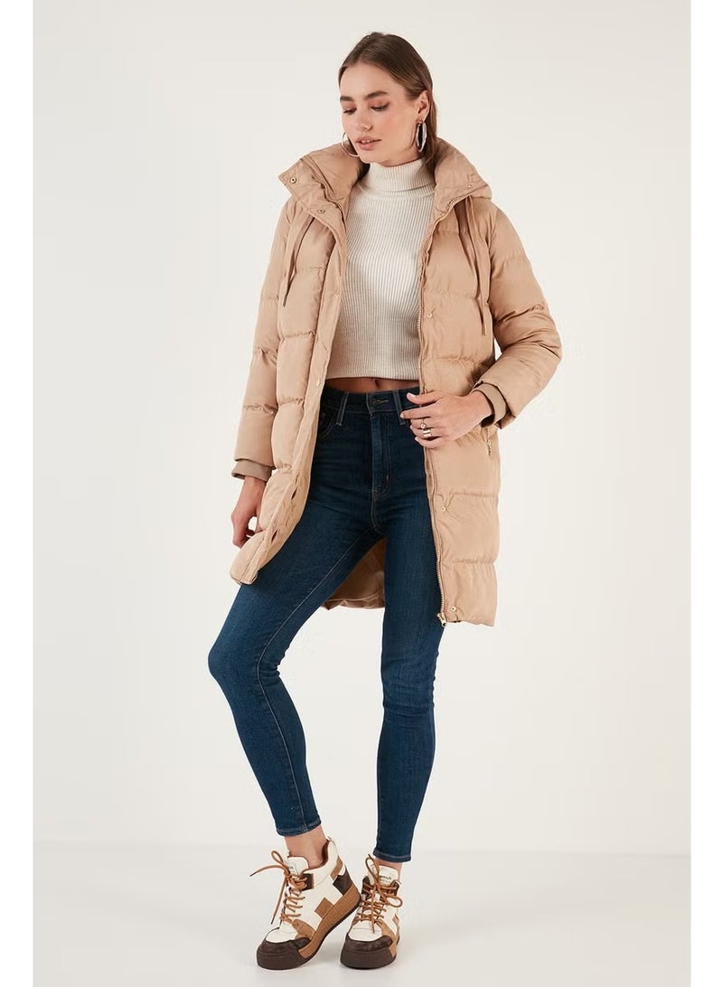 Lela Hooded Winter Long Puffer Coat with Pocket Women's Coat 55650542 - Image 3