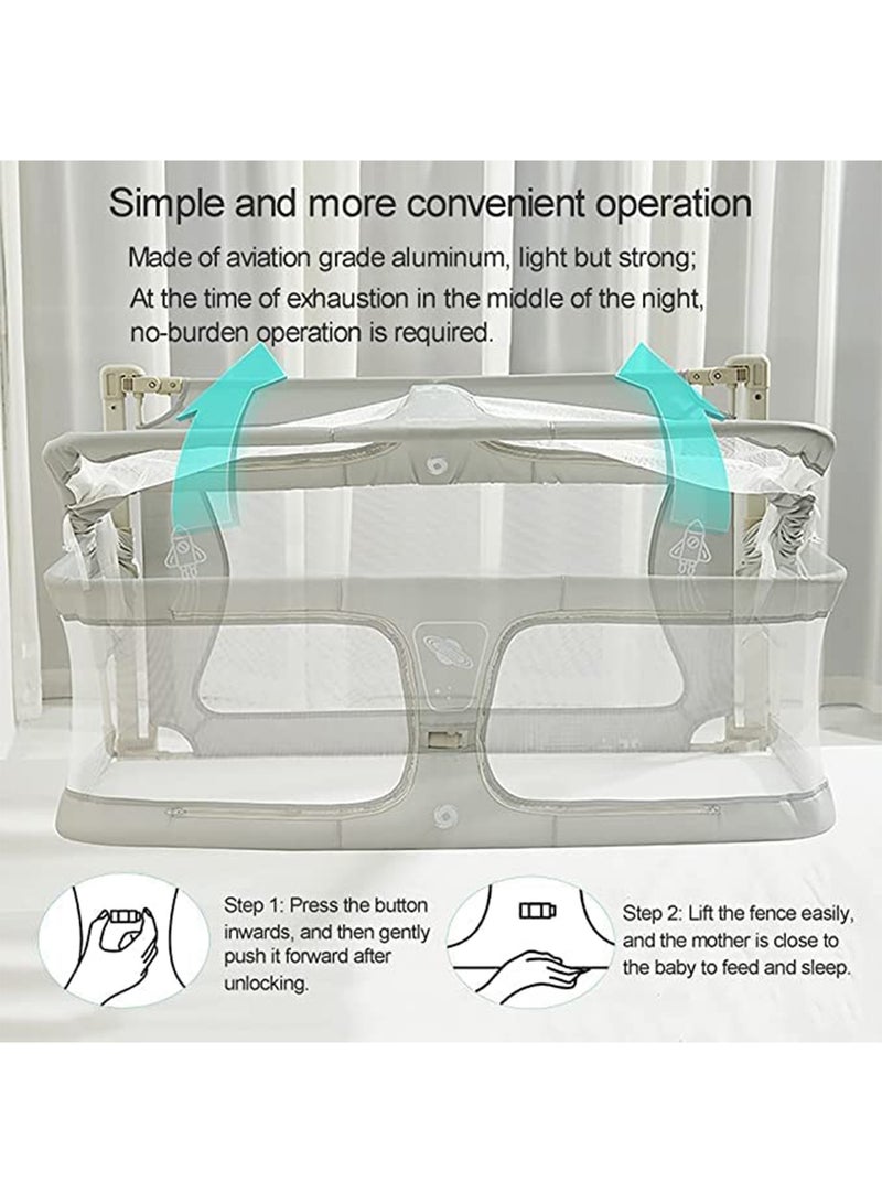 LIMOS Baby Bedside Sleeper 3 in 1 Folding Portable Crib breathable and visible mesh window aluminum alloy  - Image 2