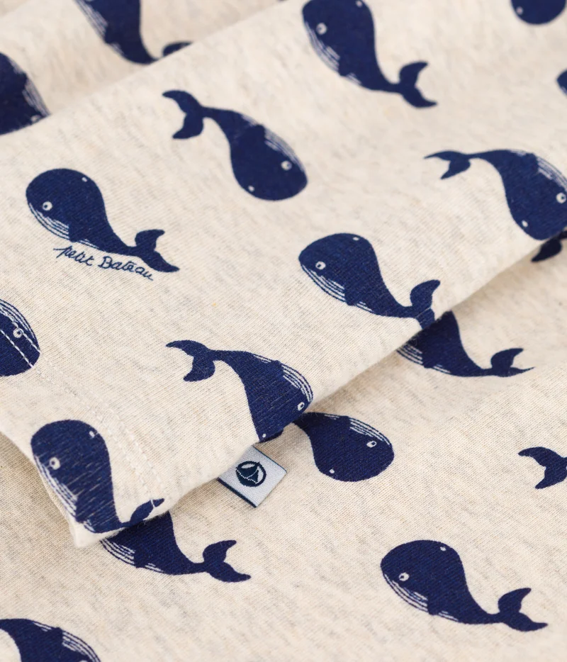 Petit Bateau Child's cotton pajamas with whale print