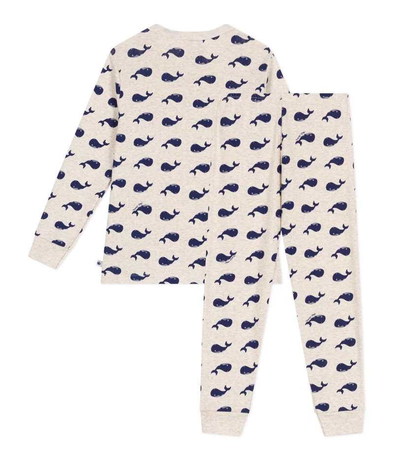 Petit Bateau Child's cotton pajamas with whale print