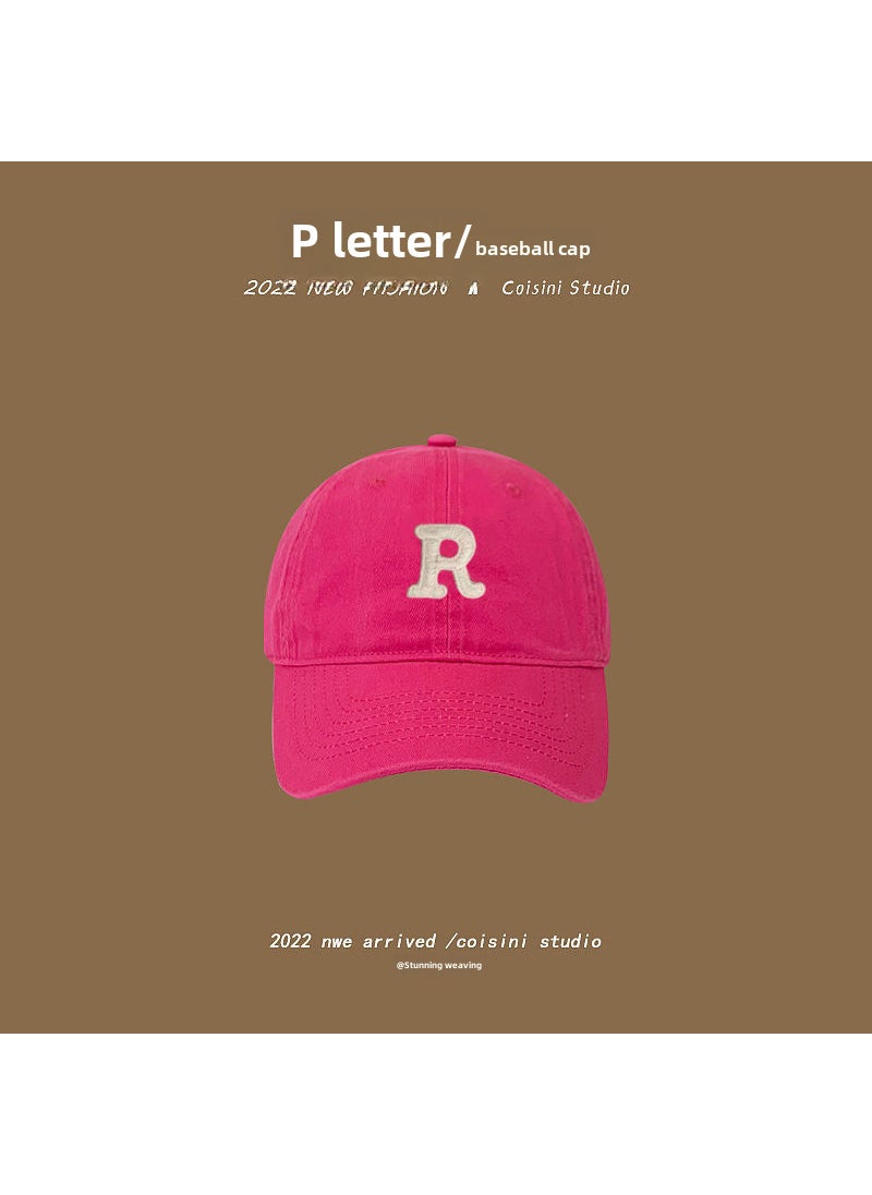 Generic New Spring Autumn R-Logo Baseball Cap Unisex Rose Red 