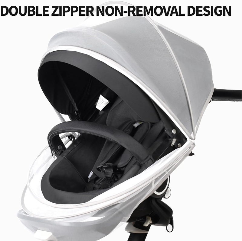 DUOMI Mosquito Net for Stroller,Encrypted Stroller Mosquito Net Full Cover with Double Zipper,Breathable & Foldable Netting for Baby Cover(White) - Image 3