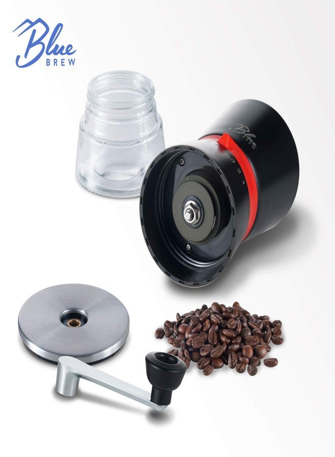 Blue Brew Coffee Grinder Manual, Hand Coffee Grinder w/Ceramic Burr & 15 Adjustable Coarseness, 2 Airtight Glass Jar with Lid, Portable Conical Burr Coffee Grinder for Camping, Home&Traveling (BB1007) - Image 5