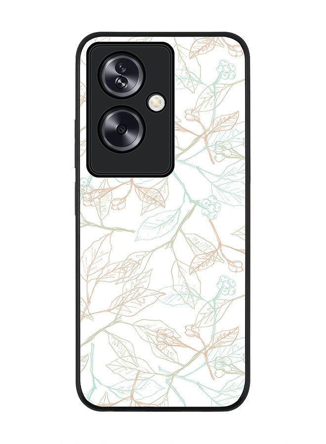 Stylizedd Rugged Black Edge Case for Oppo A79 5G, Slim fit Soft Case Flexible Rubber Edges Anti Drop TPU Gel Thin Cover - Delicate Sprigs - Image 1