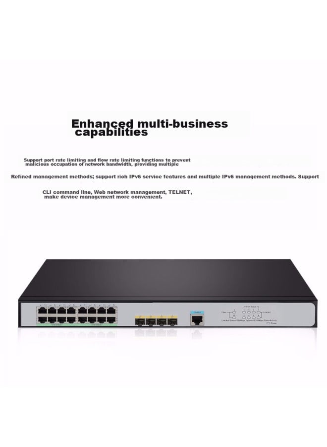 H3c S5016pv6-ei, 16 Gigabit Ethernet Ports + 4 Optical Ports, Full Gigabit Layer 2 Managed Enterprise-grade Network Switch, Ipv6/stacking/aggregation, Replacement For S5016pv5-ei - Image 3