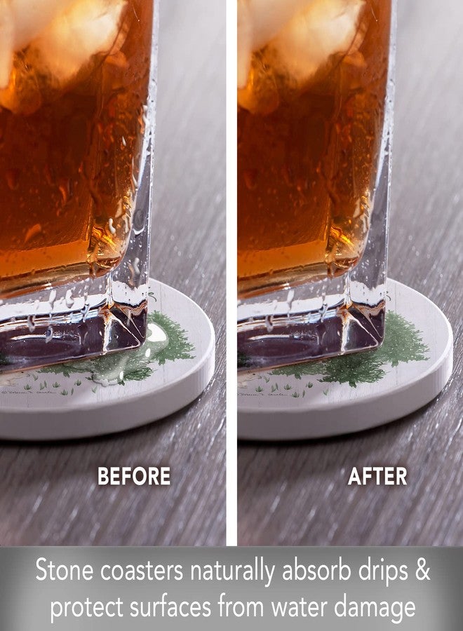 Counterart Thirstystone Winter Woodlands 4-Pack Round Absorbent Stone Coasters with Protective Cork Backing Manufactured in The USA - Image 5