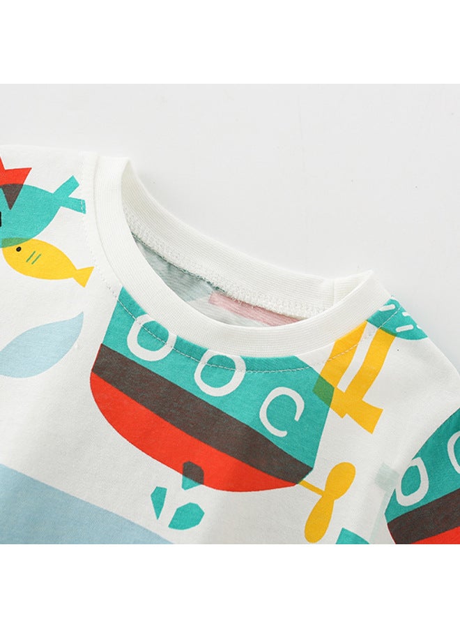 Malwee Boys Suit T-shirt Summer Children Short Sleeve Round Neck Handsome Two-piece Set - Image 2