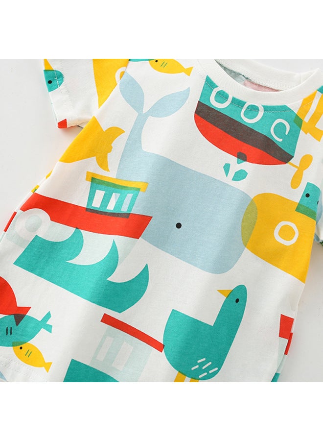 Malwee Boys Suit T-shirt Summer Children Short Sleeve Round Neck Handsome Two-piece Set - Image 3