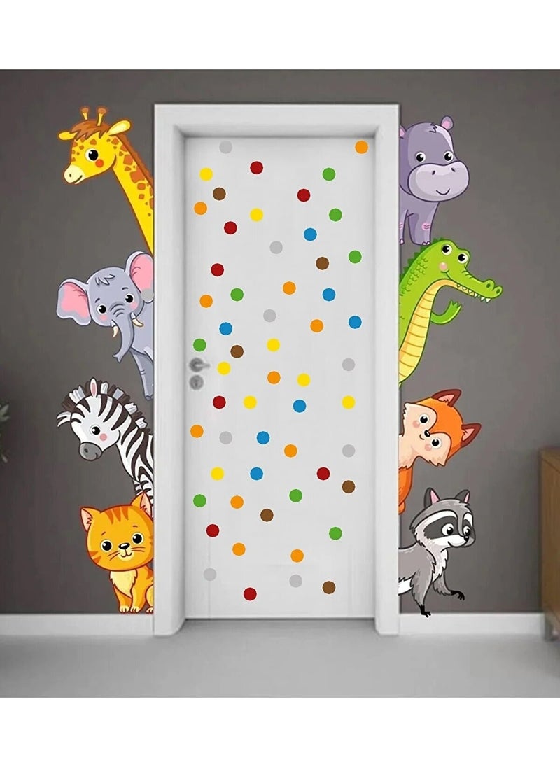 Kt Grup Kt Group Cute Animals and 65 Pieces Polka Dot Door Cabinet Wall Sticker Set  - Image 1