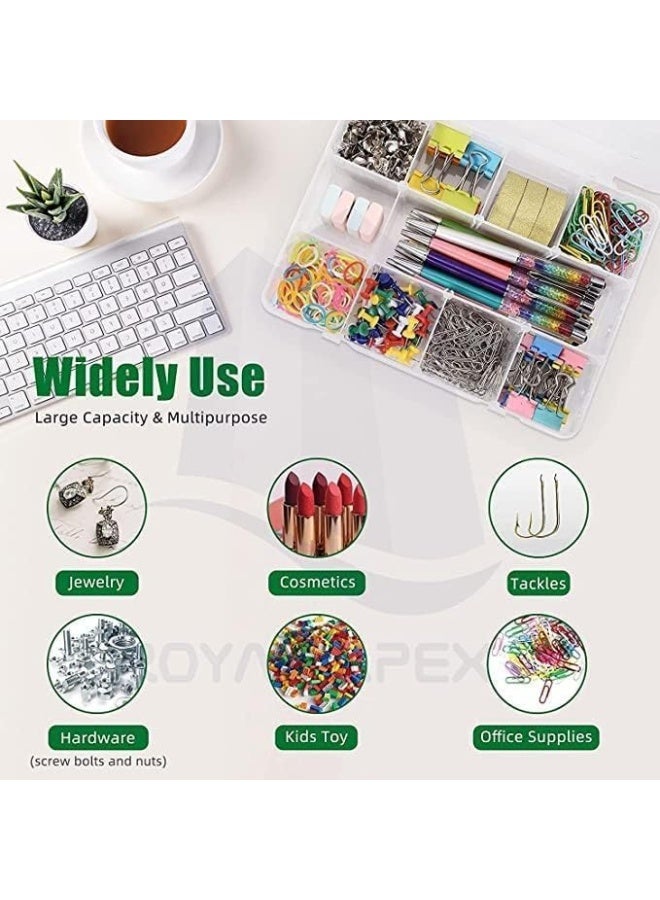 Biella Pvc Compartment Container Bead Storage Organizer Box Case With 12 Grids Adjustable And Removable Dividers For Jewelry Craft Tackles Tools Screw Etc. Only Box Pack Of 10 - Image 4