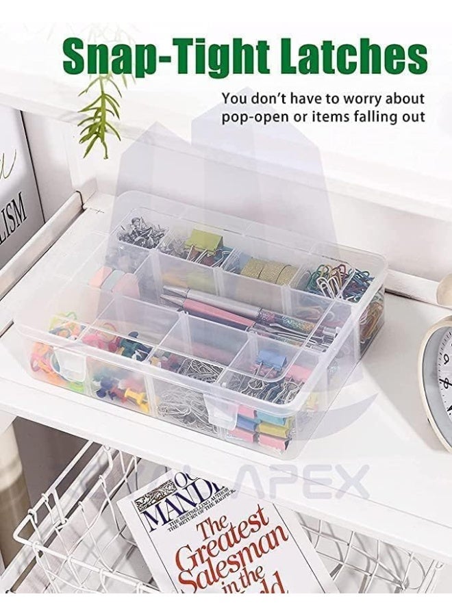 Biella Pvc Compartment Container Bead Storage Organizer Box Case With 12 Grids Adjustable And Removable Dividers For Jewelry Craft Tackles Tools Screw Etc. Only Box Pack Of 10 - Image 5