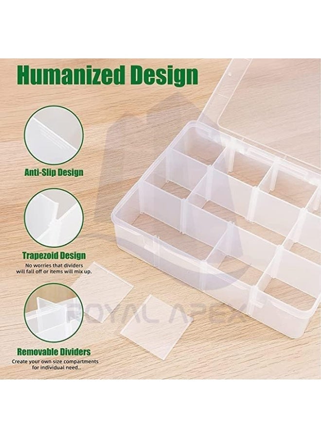 Biella Pvc Compartment Container Bead Storage Organizer Box Case With 12 Grids Adjustable And Removable Dividers For Jewelry Craft Tackles Tools Screw Etc. Only Box Pack Of 10 - Image 3