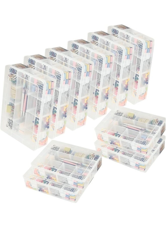 Biella Pvc Compartment Container Bead Storage Organizer Box Case With 12 Grids Adjustable And Removable Dividers For Jewelry Craft Tackles Tools Screw Etc. Only Box Pack Of 10 - Image 1