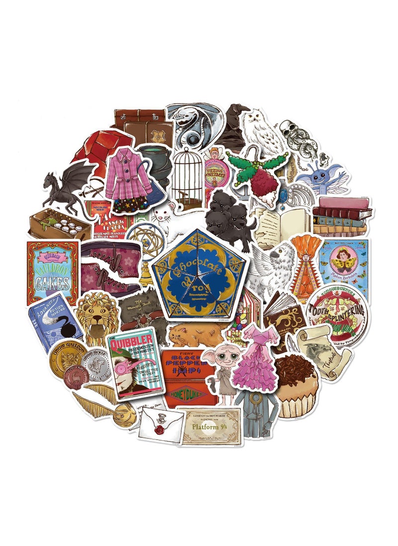 Harry Potter - Harry Potter Watercolor Painting Waterproof Stickers 50 Pieces Retro Style - Image 1