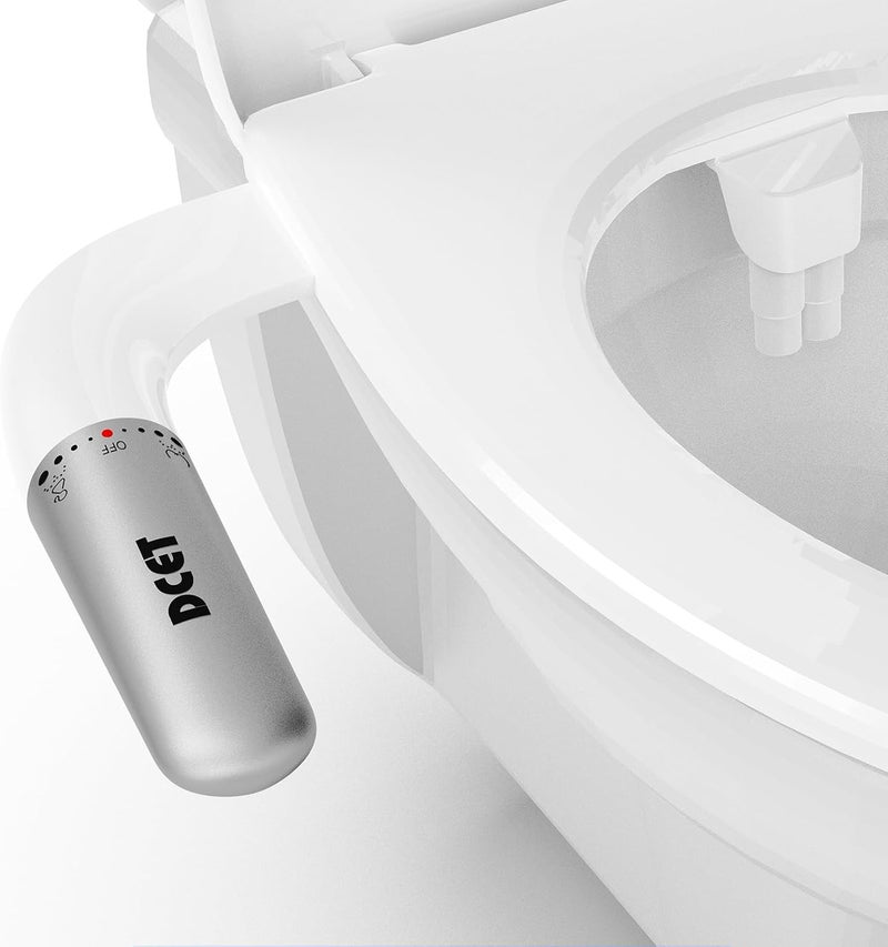 DCET Store Ultra-Slim Bidet Attachment for Toilet - Dual Nozzle (Frontal & Rear Wash), Adjustable Water Pressure, Non-Electric, Cold Fresh Water, Easy to Install, Fits Existing Toilets (White) - Image 1
