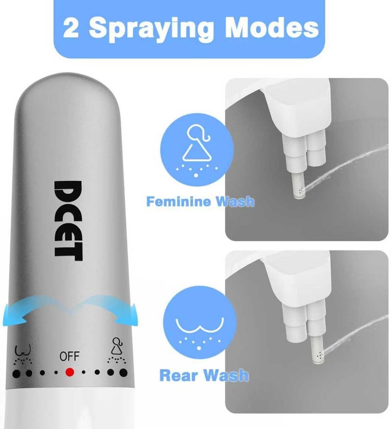 DCET Store Ultra-Slim Bidet Attachment for Toilet - Dual Nozzle (Frontal & Rear Wash), Adjustable Water Pressure, Non-Electric, Cold Fresh Water, Easy to Install, Fits Existing Toilets (White) - Image 2