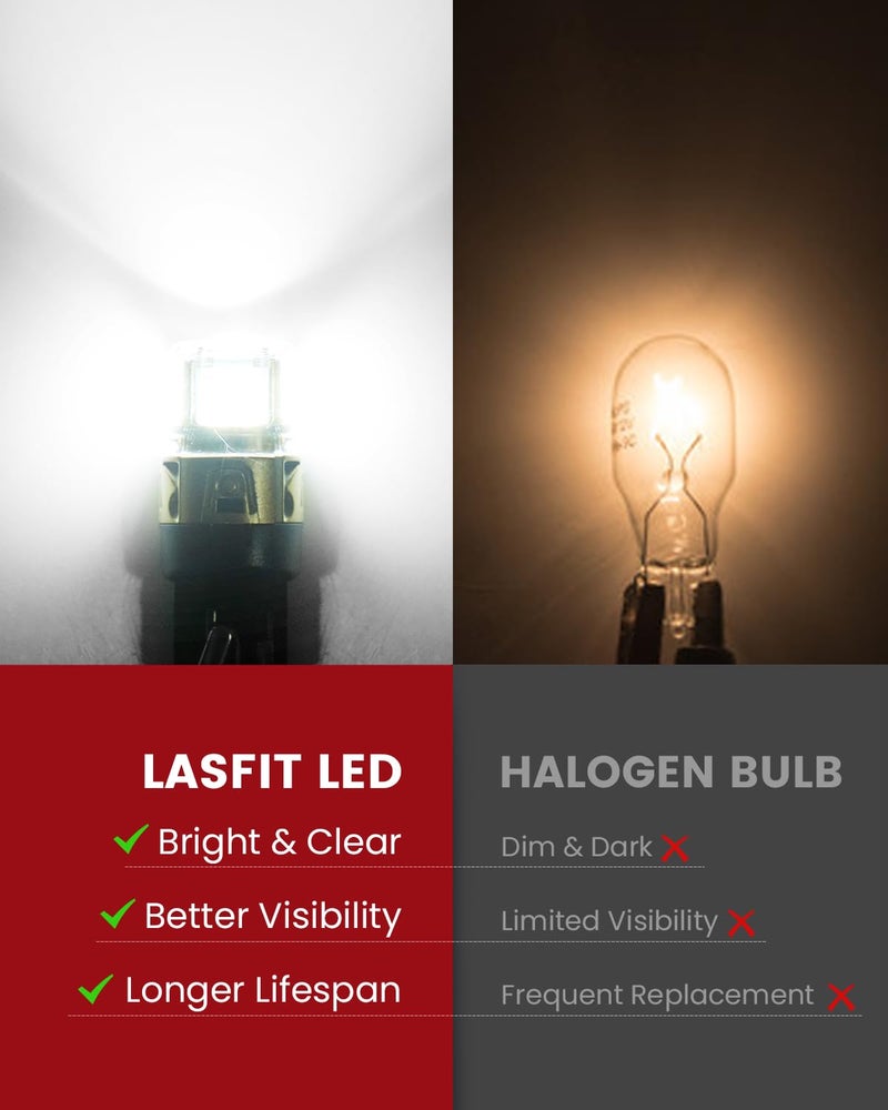 LASFIT L2 3157 LED Reverse Bulbs, 2025 Upgraded 500% Super Bright 6000K Xenon White, 3156 3056 3057 3047 4114 4157 4057 LED Lights with Projector for Backup, DRL, Replacement Lamp, 2pcs(White) - Image 3