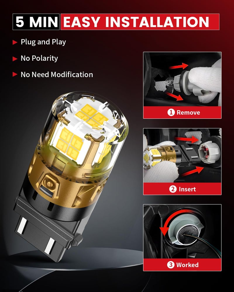 LASFIT L2 3157 LED Reverse Bulbs, 2025 Upgraded 500% Super Bright 6000K Xenon White, 3156 3056 3057 3047 4114 4157 4057 LED Lights with Projector for Backup, DRL, Replacement Lamp, 2pcs(White) - Image 5