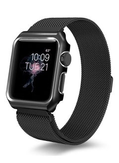 Generic Milanese Loop Stainless Steel Strap With Magnetic Clasp For Apple Watch Series 5/6/7 38/40/41 Blac  - Image 2