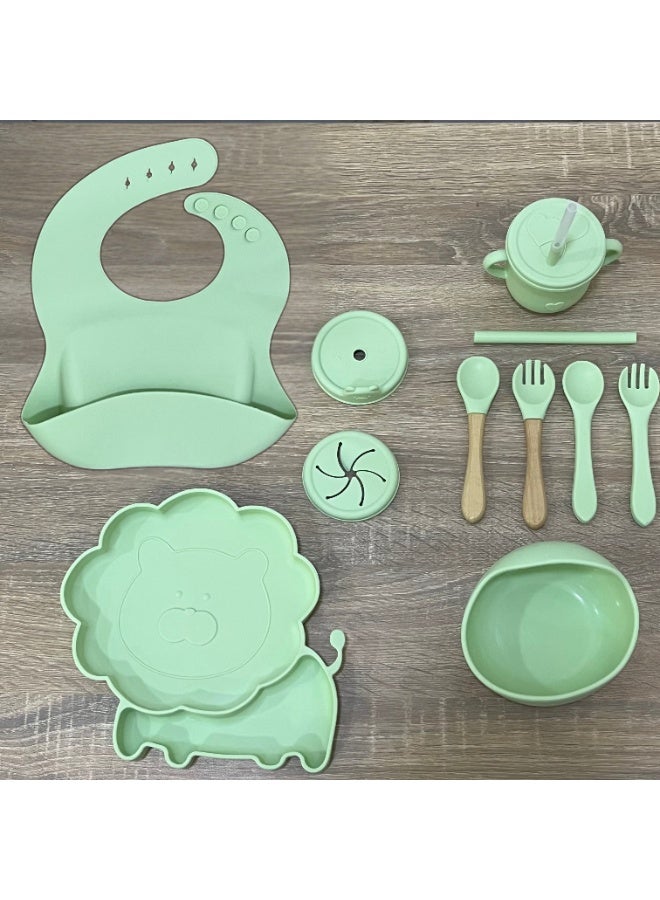 شيكو مجموعة إطعام الطفل المتكاملة من Chicco - عدد 11 قطعة - بتصميم الأسد من السيليكون لتدريب الأطفال على الأكل - Image 2