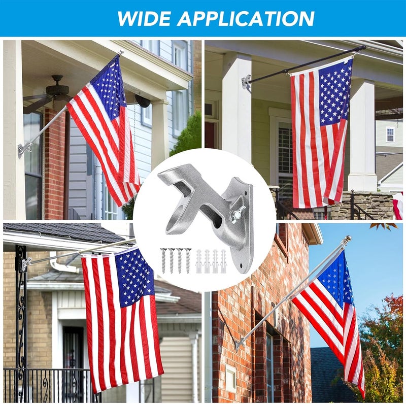 Hoople Flag Pole Holder - Two-Position Mounting Bracket for Outside House, Cast Aluminum Flag Pole Mount, All Weather Display, 1" Inner Diameter - Image 5