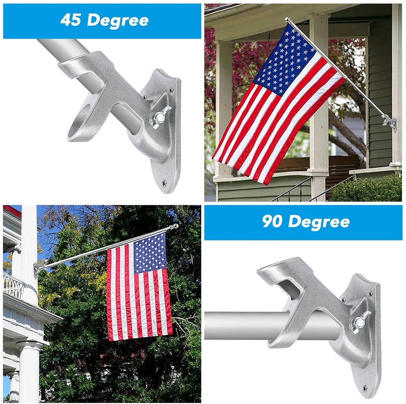 Hoople Flag Pole Holder - Two-Position Mounting Bracket for Outside House, Cast Aluminum Flag Pole Mount, All Weather Display, 1" Inner Diameter - Image 4