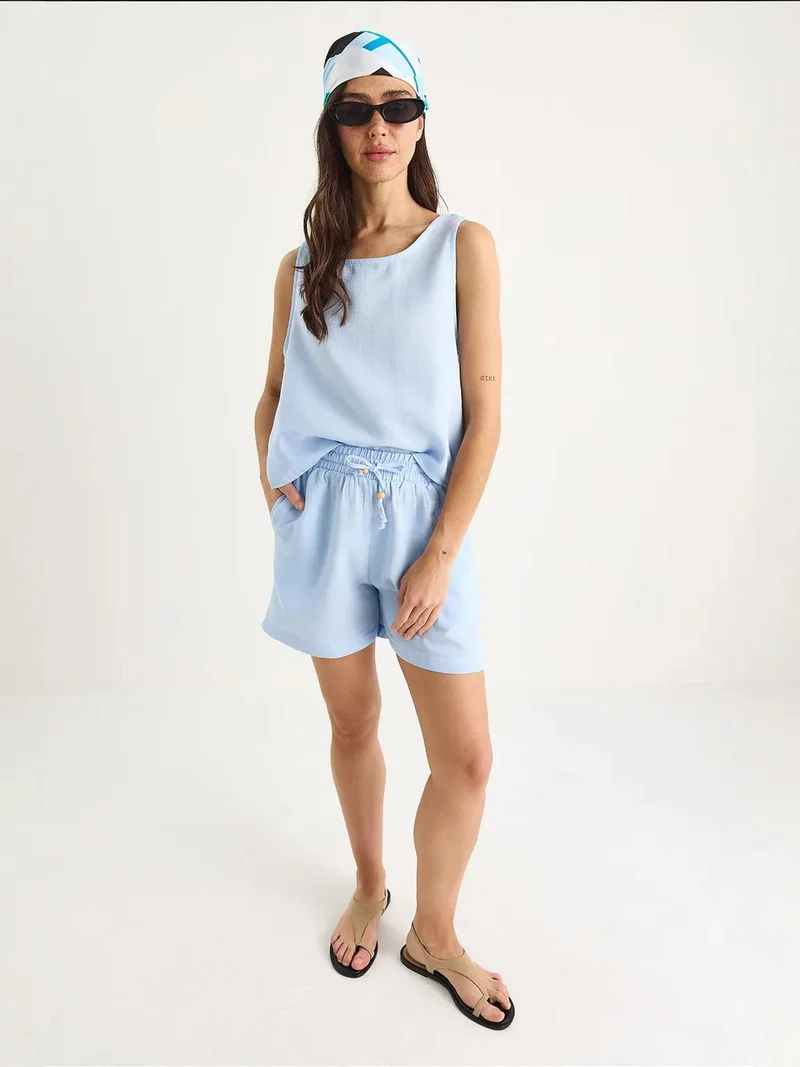 Bianco Lucci LUCCI Textured Cotton Two-Piece Coord Set with Crew Neck