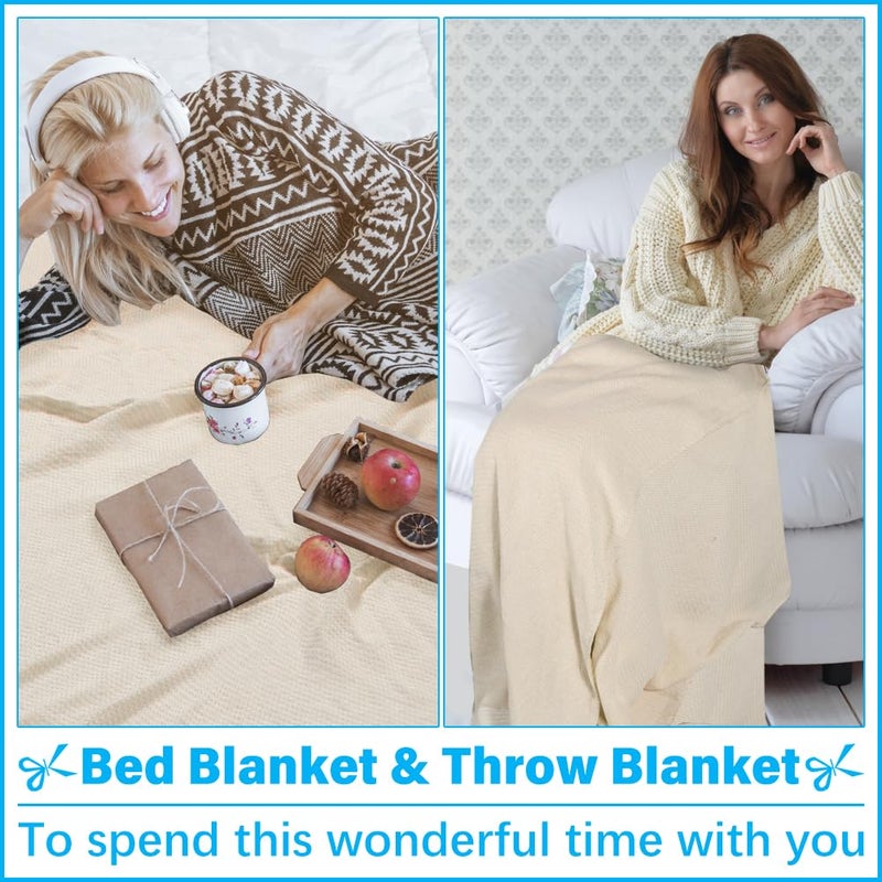 Vikumond Oversized Turkish Beach Towel Blanket XXL Cotton Sandproof Towels Boho Woven Extra Large Big Sand Free Giant Throw Blankets Huge Quilt XL Picnic Camping Necessities Cloud For Adult Gifts Beige - Image 5