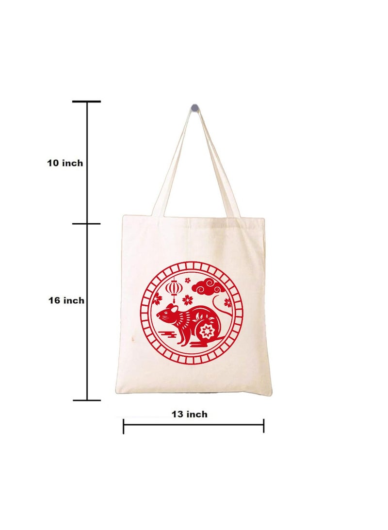 PRINTSHOP4ME Chinese Zodiac Symbols Cotton Bag-Eco-Friendly Canvas Cotton Tote Bag With Printed For Women-Reusable  Bag,Party Gift Idea,Cotton Gift Bag-Perfect For School,Office - Image 2