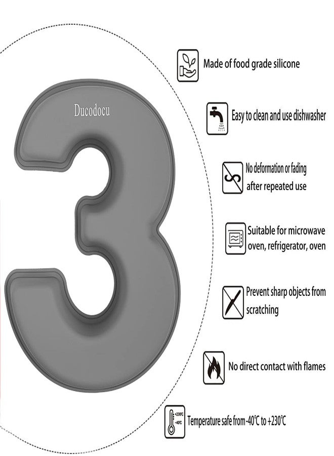 Ducodocu Silicone Cake Pans 3D Large Number Cake Mould Novelty Cake Tins DIY Baking Mold for Birthday Wedding Anniversary 10 inch Number of 3 - Image 2