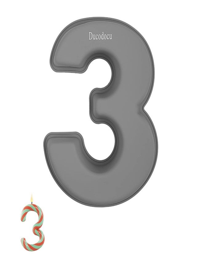 Ducodocu Silicone Cake Pans 3D Large Number Cake Mould Novelty Cake Tins DIY Baking Mold for Birthday Wedding Anniversary 10 inch Number of 3 - Image 1