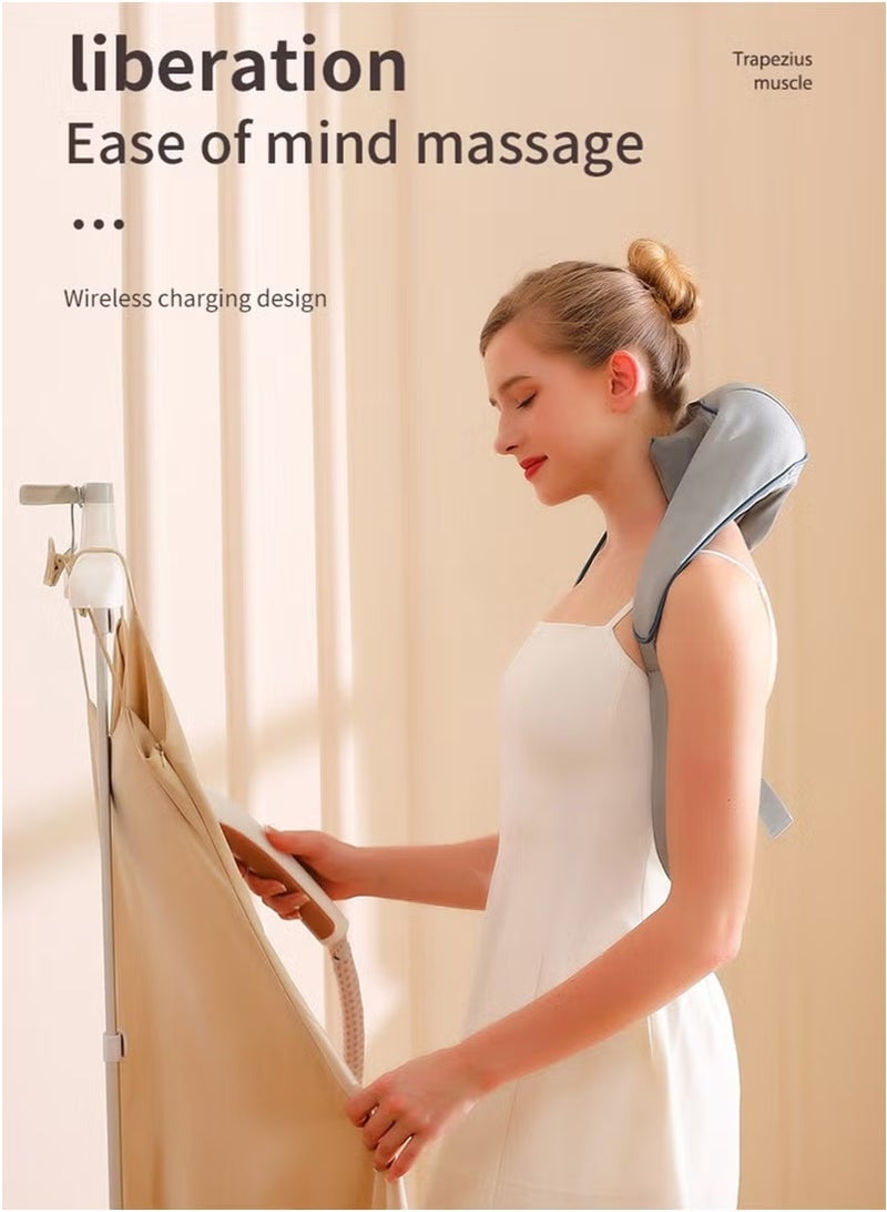 جهاز تدليك الرقبة والكتف مع حرارة الأشعة تحت الحمراء، شال تدليك كهربائي لتخفيف الألم، تصميم بدون استخدام اليدين - Image 4