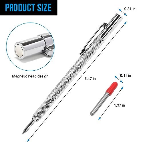 guti-more 2 Pack Tungsten Carbide Scriber with Magnet, with Extra 20 Replacement Marking Tip,Scribe Tool,Etching Engraving Pen for Glass/Ceramics/Metal Sheet - Image 2