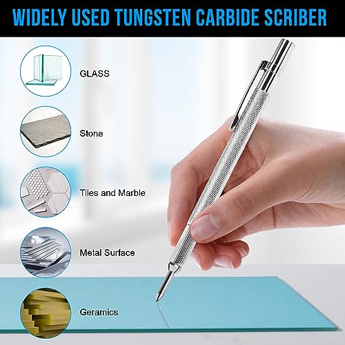 guti-more 2 Pack Tungsten Carbide Scriber with Magnet, with Extra 20 Replacement Marking Tip,Scribe Tool,Etching Engraving Pen for Glass/Ceramics/Metal Sheet - Image 3