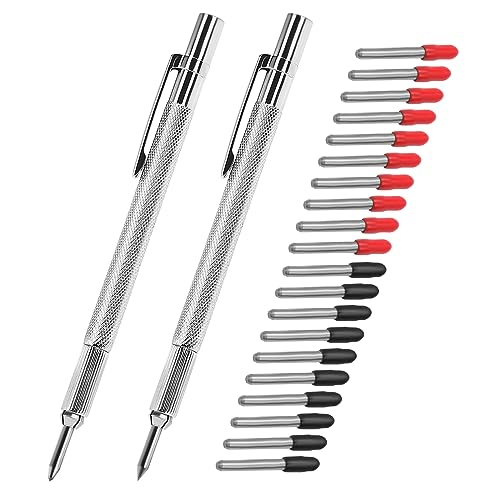 guti-more 2 Pack Tungsten Carbide Scriber with Magnet, with Extra 20 Replacement Marking Tip,Scribe Tool,Etching Engraving Pen for Glass/Ceramics/Metal Sheet - Image 1