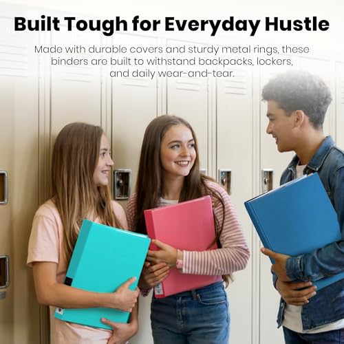 Yoobi 3 Ring Binders - 2 Inch Binder with Round D Rings and 2 Pockets, Durable, PVC-Free Organizer with 500 Sheets Capacity, 4- Pack Colored Binders with Plastic Cover for Office Supplies - Image 5