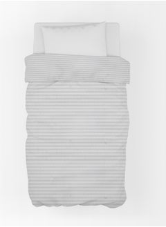 Home-Tex Design 2 Piece Stripe Hometex Design 250 Thread Count Satin Duvet Cover Set Percale - Optical White - Single - 1 Duvet Cover (160x220 cm) + 1 Pillow Cover (50x75 cm)  - Image 5