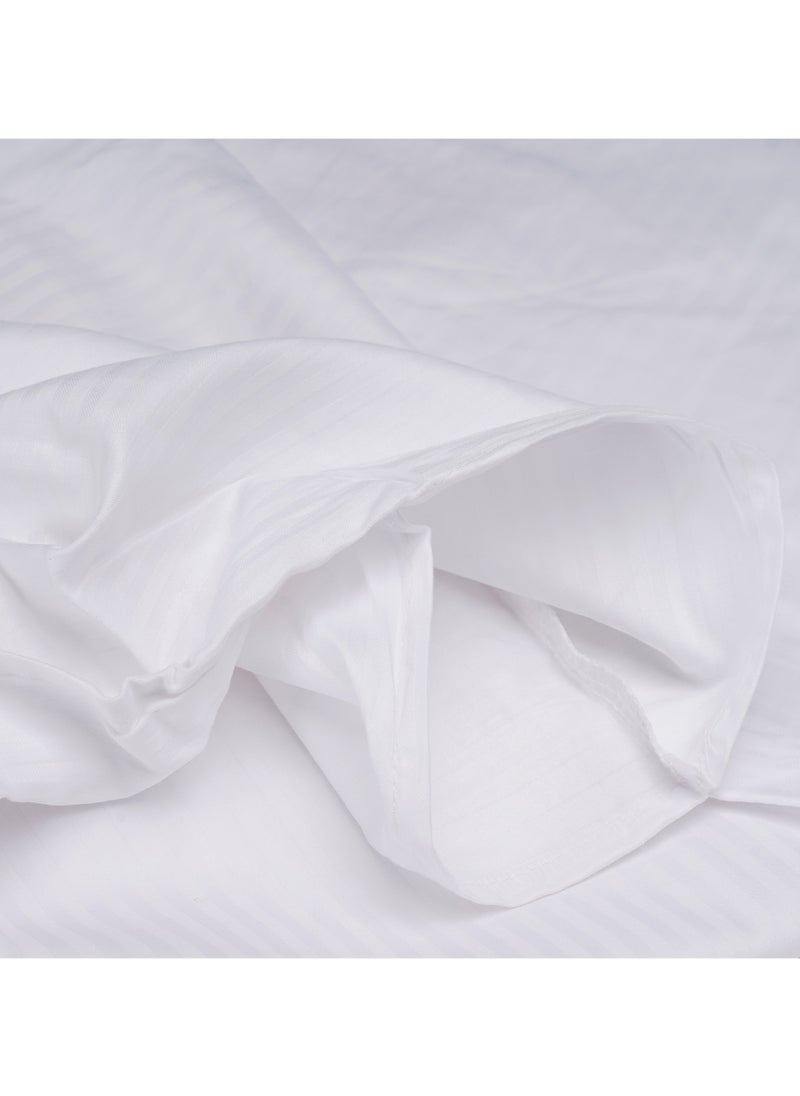 Home-Tex Design 2 Piece Stripe Hometex Design 250 Thread Count Satin Duvet Cover Set Percale - Optical White - Single - 1 Duvet Cover (160x220 cm) + 1 Pillow Cover (50x75 cm)  - Image 4