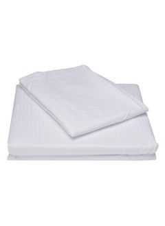 Home-Tex Design 2 Piece Stripe Hometex Design 250 Thread Count Satin Duvet Cover Set Percale - Optical White - Single - 1 Duvet Cover (160x220 cm) + 1 Pillow Cover (50x75 cm)  - Image 3
