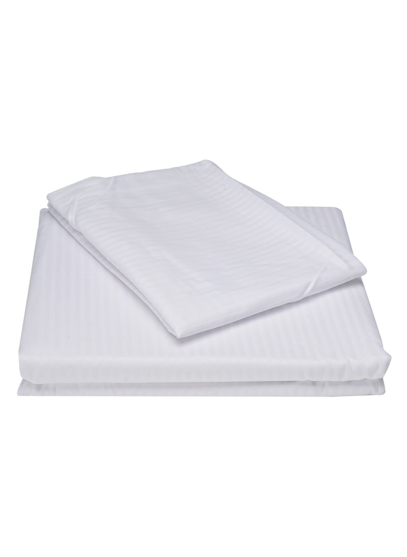 Home-Tex Design 2 Piece Stripe Hometex Design 250 Thread Count Satin Duvet Cover Set Percale - Optical White - Single - 1 Duvet Cover (160x220 cm) + 1 Pillow Cover (50x75 cm)  - Image 3