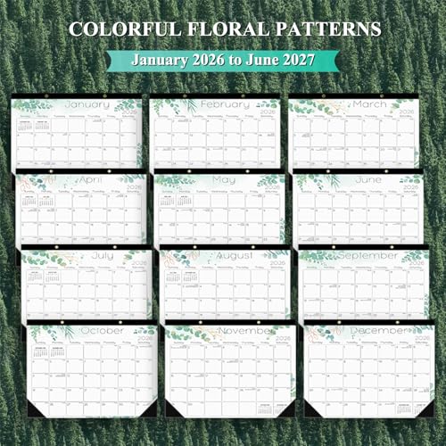 Ymumuda Desk Calendar 2026-2027 Wall Calendar 2 in 1, Monthly Desk Calendar 2026 from JAN.2026 to JUN.2027, 18-Month, Large 12"×17", Waterproof Cover, Hanging Rope, Home/office/School Planners - Image 2