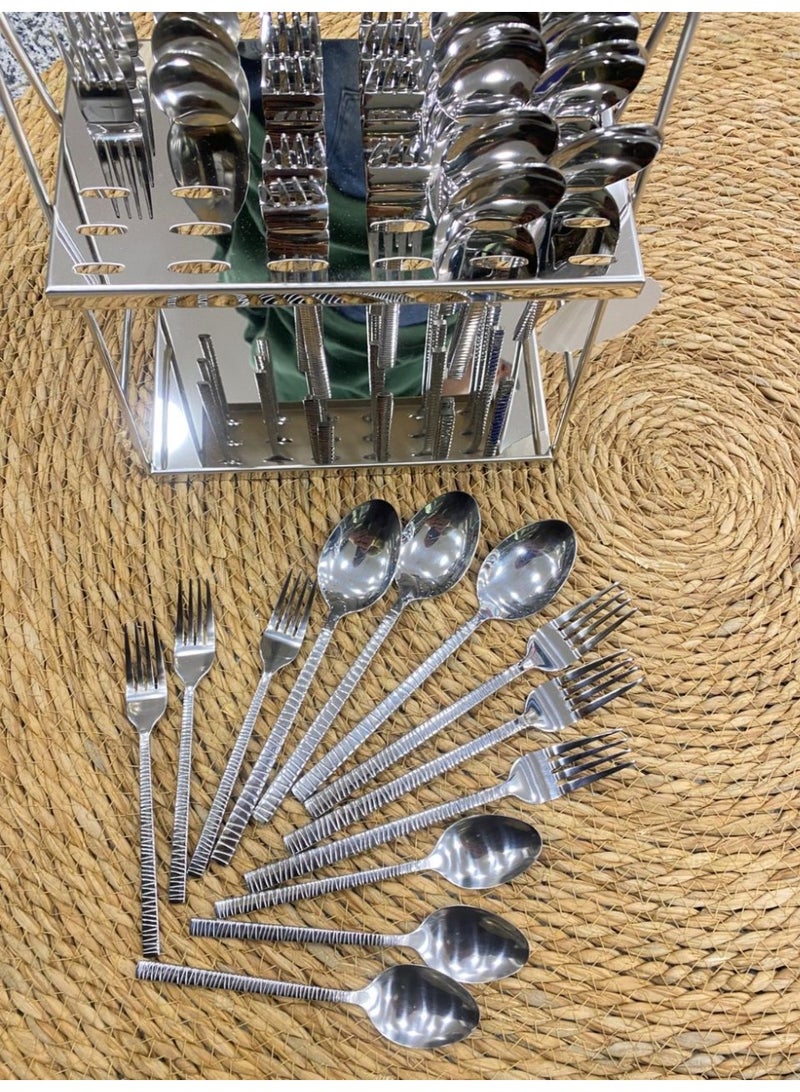 Arshia 36-piece dinnerware set on a stainless steel stand - Image 2