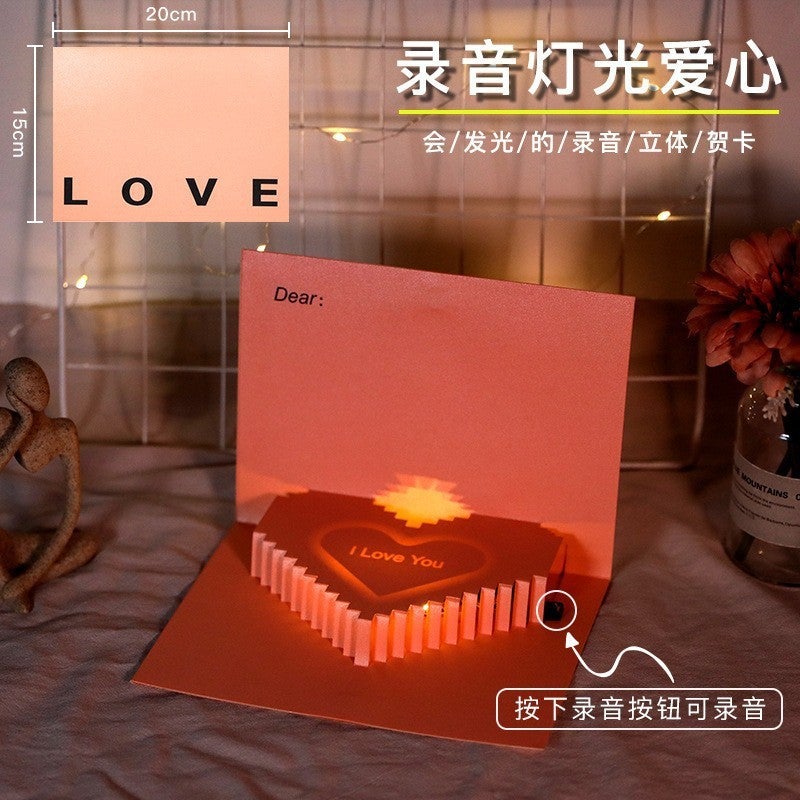 Valentine'S Day 3D Greeting Card Heart Cherry Blossom Tree Paper Carving Mother'S Day Blessing Message Thank You Card - Image 1