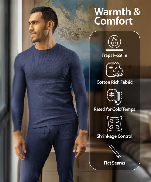 Indera Men's Traditional Waffle Thermal Underwear Long Sleeve Shirt, Heather Grey, Small - Image 4